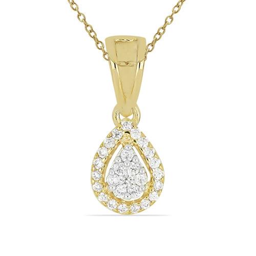 REAL WHITE DIAMOND GEMSTONE 14K GOLD  HALO PENDANT